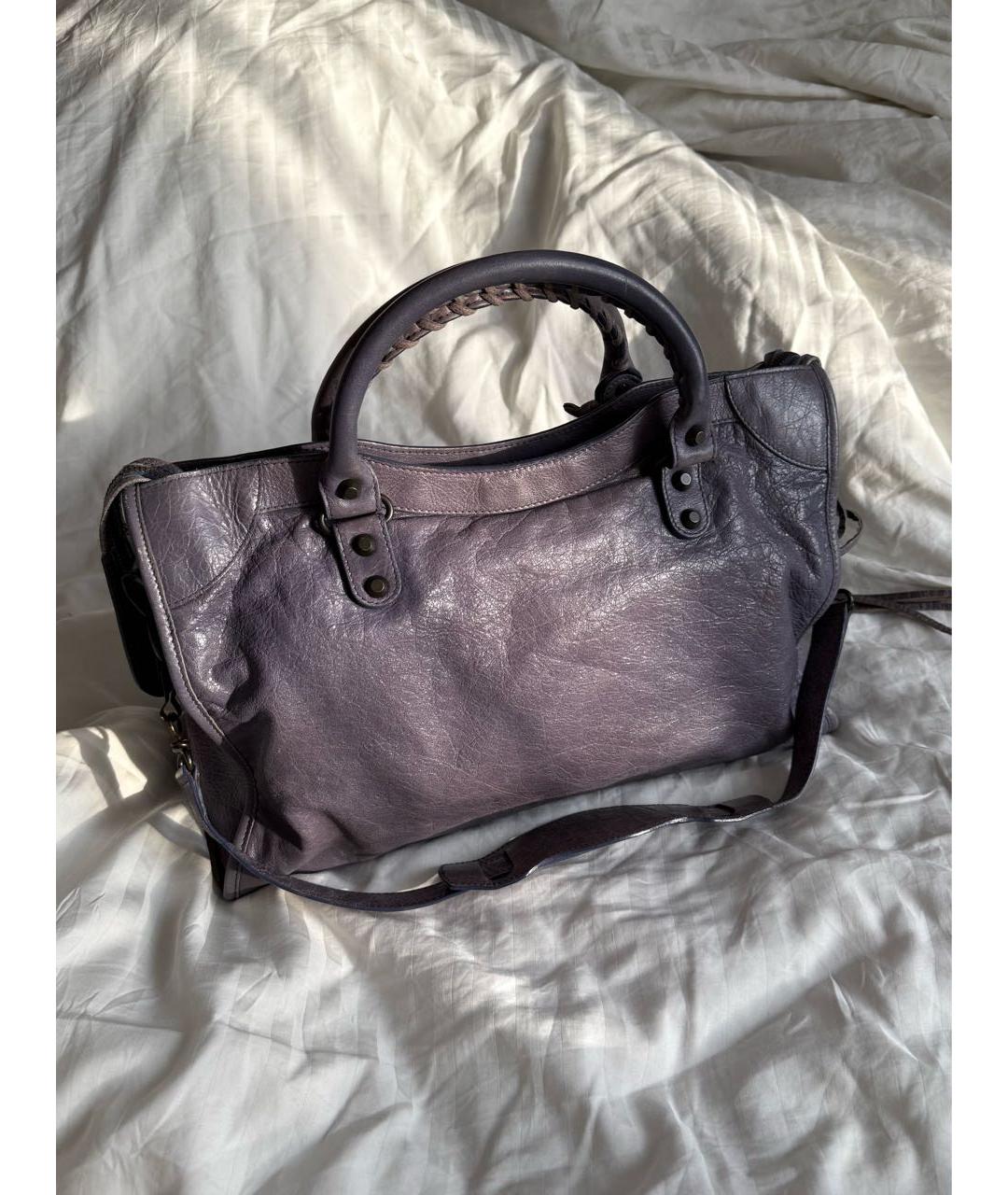 BALENCIAGA Фиолетовая кожаная сумка с короткими ручками, фото 2