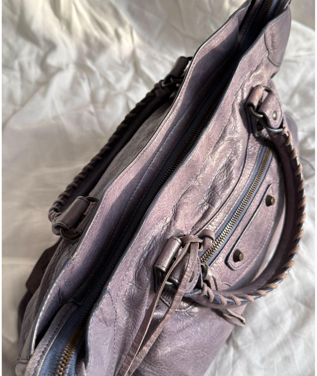 BALENCIAGA Фиолетовая кожаная сумка с короткими ручками, фото 4