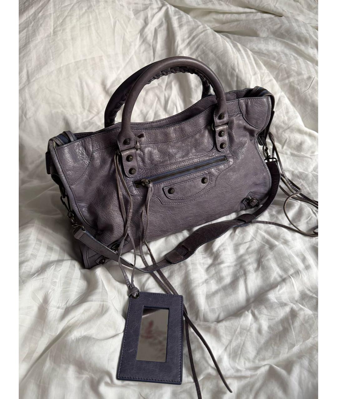 BALENCIAGA Фиолетовая кожаная сумка с короткими ручками, фото 9