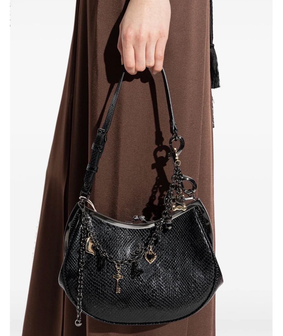 VIVIENNE WESTWOOD Черная кожаная сумка тоут, фото 2