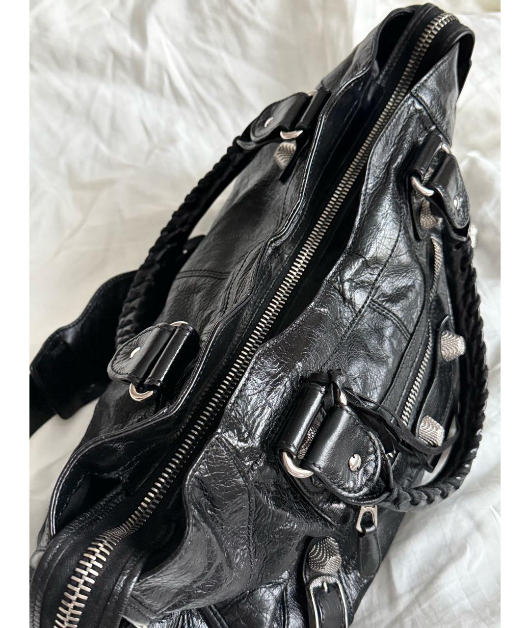 BALENCIAGA Черная кожаная сумка с короткими ручками, фото 4