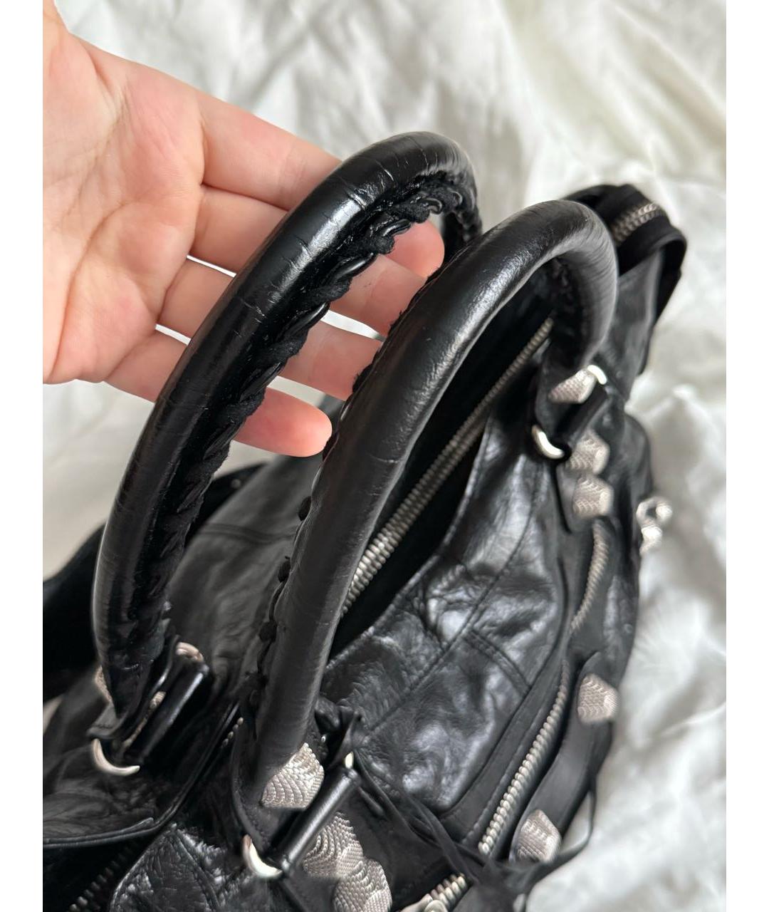 BALENCIAGA Черная кожаная сумка с короткими ручками, фото 3
