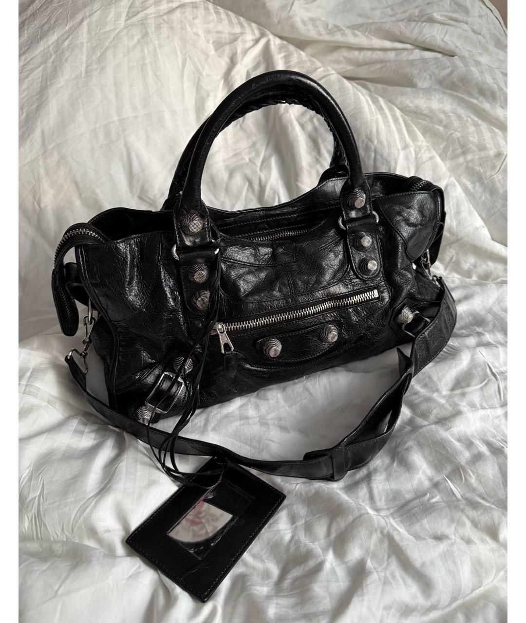 BALENCIAGA Черная кожаная сумка с короткими ручками, фото 7