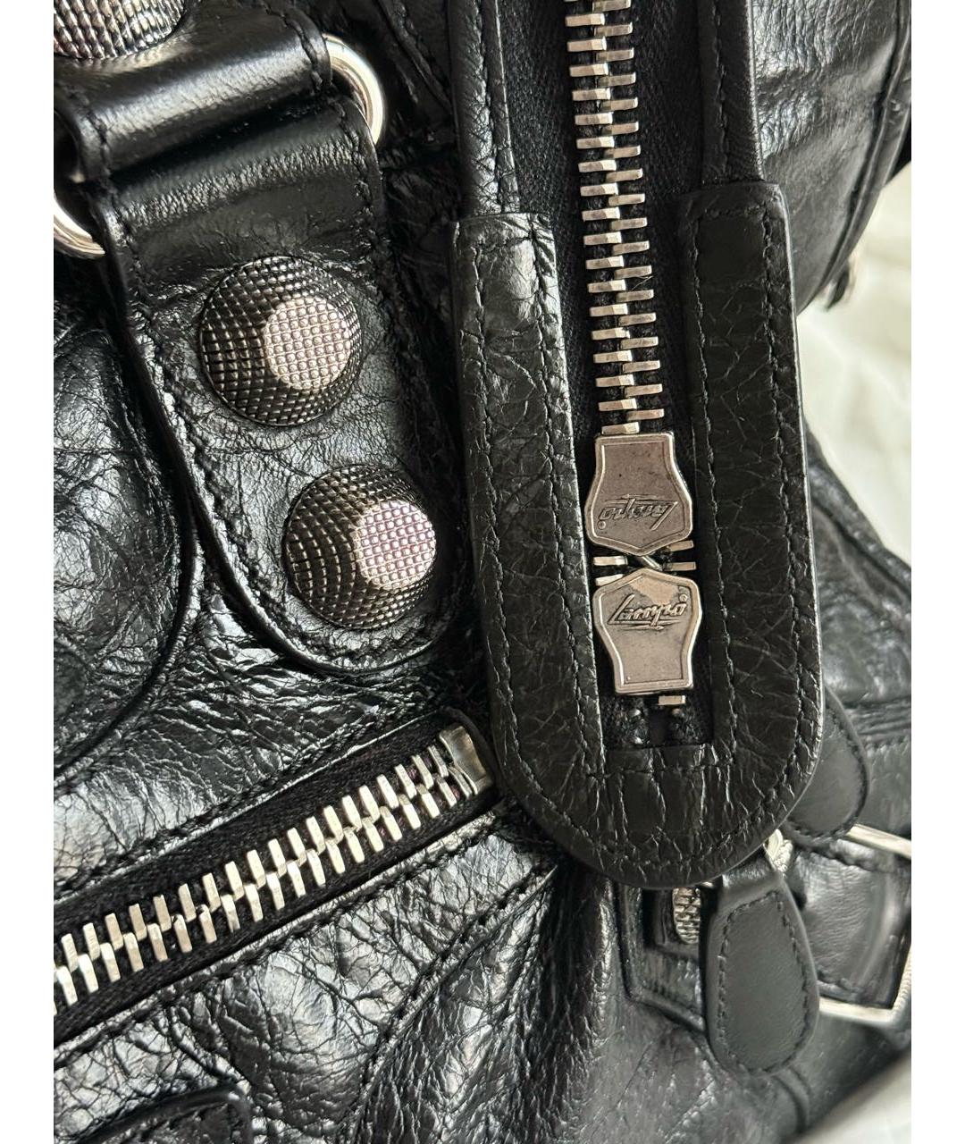 BALENCIAGA Черная кожаная сумка с короткими ручками, фото 5