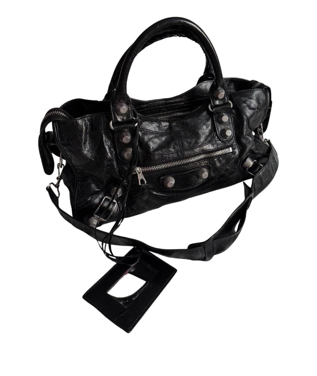 BALENCIAGA Черная кожаная сумка с короткими ручками, фото 1