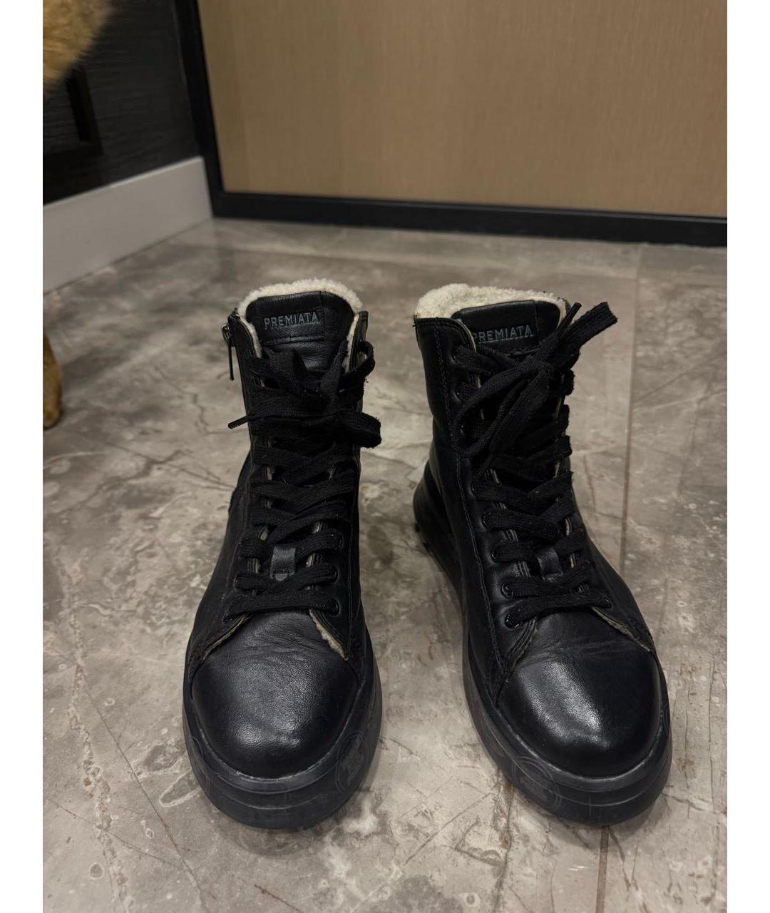 PREMIATA Черные кожаные кеды, фото 2