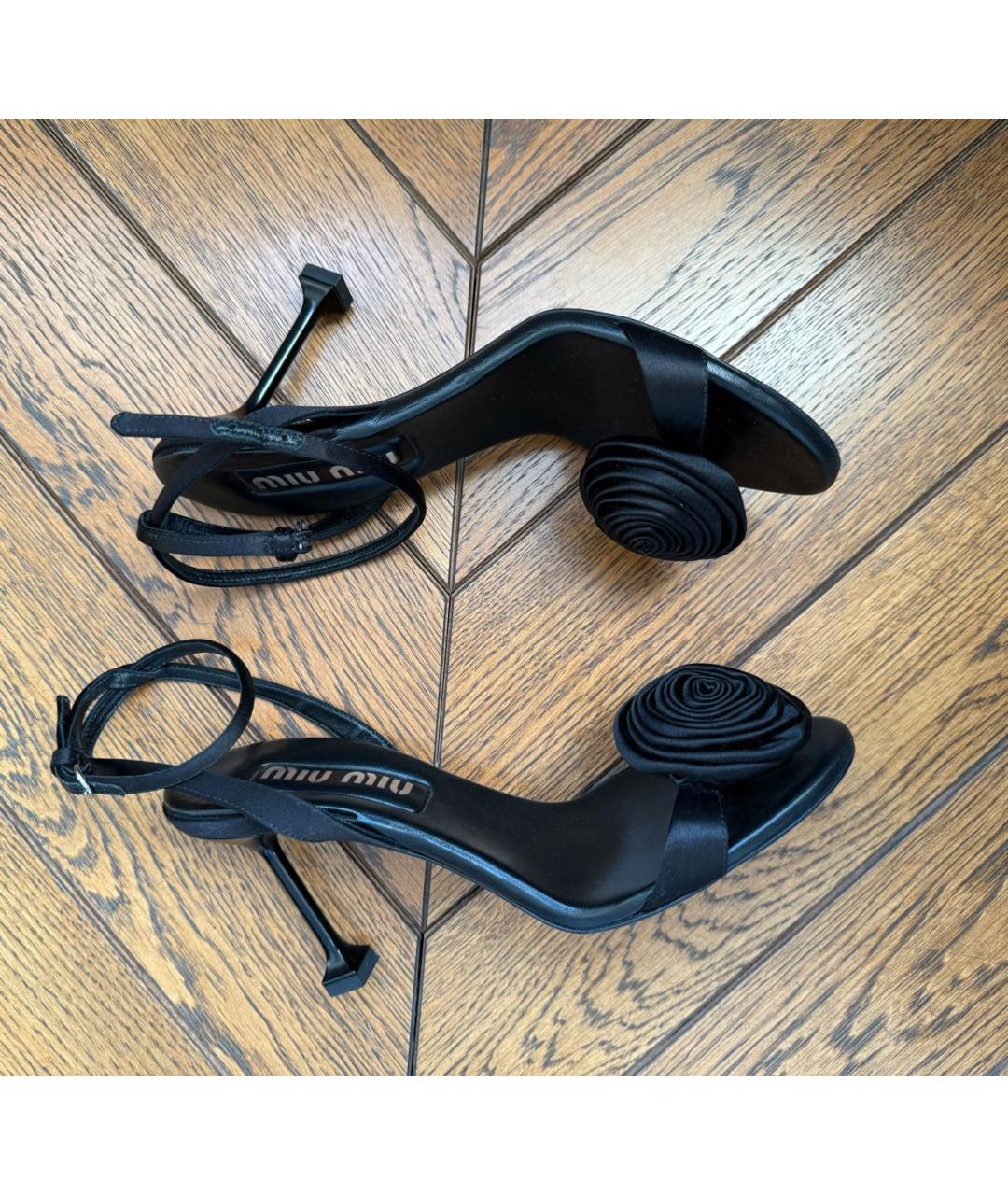 MIU MIU Черные текстильные босоножки, фото 5