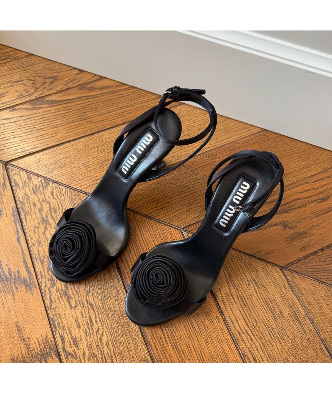 MIU MIU Черные текстильные босоножки, фото 3