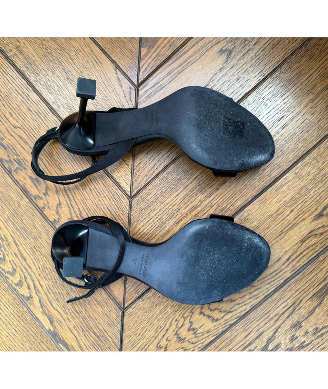 MIU MIU Черные текстильные босоножки, фото 4