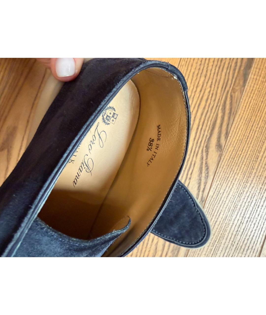 LORO PIANA Темно-синие замшевые лоферы, фото 4