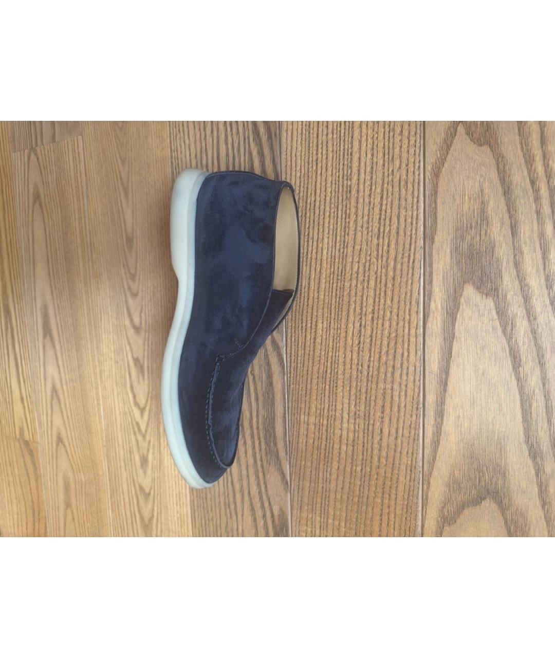 LORO PIANA Темно-синие замшевые лоферы, фото 5