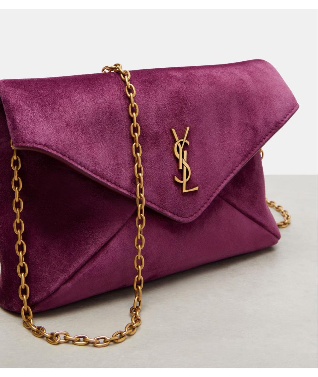 SAINT LAURENT Фиолетовая замшевая сумка через плечо, фото 2