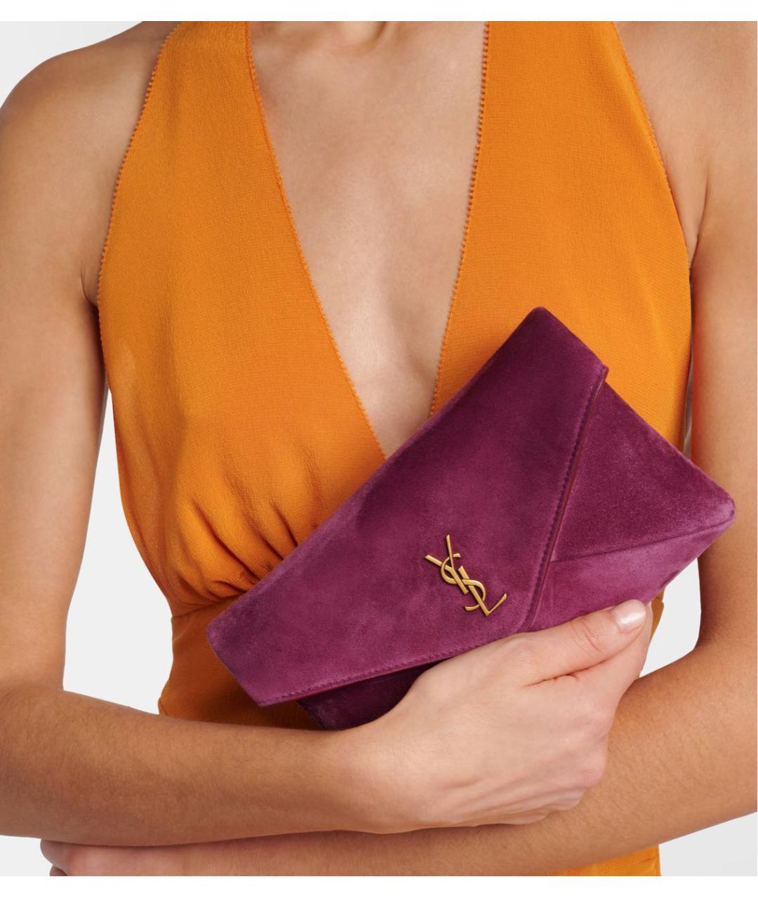 SAINT LAURENT Фиолетовая замшевая сумка через плечо, фото 5