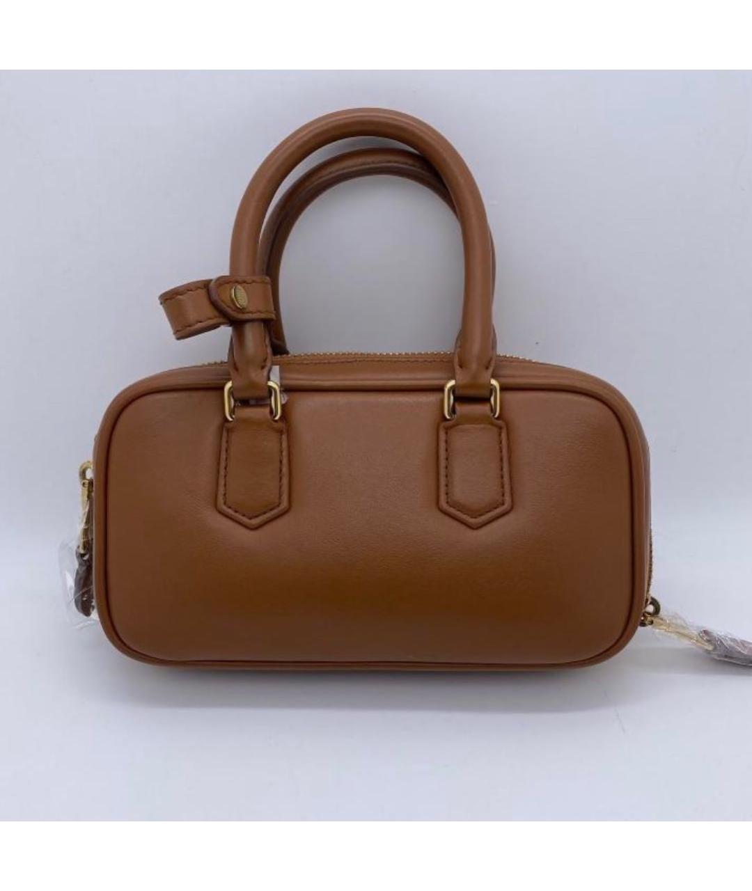 MIU MIU Коричневая кожаная сумка с короткими ручками, фото 3