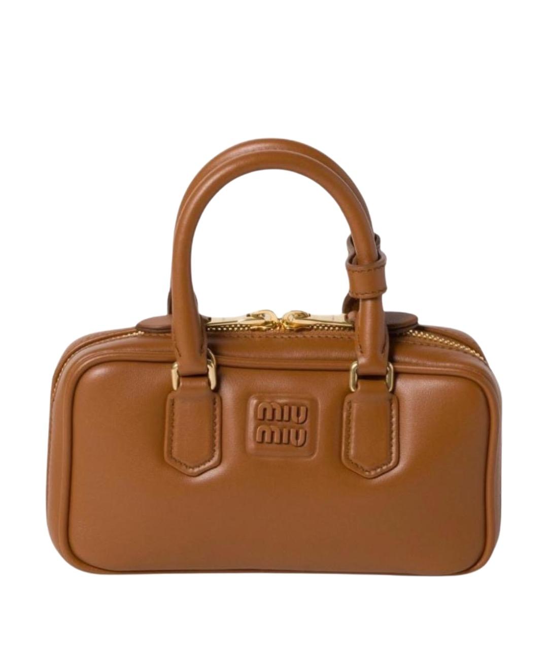 MIU MIU Коричневая кожаная сумка с короткими ручками, фото 1