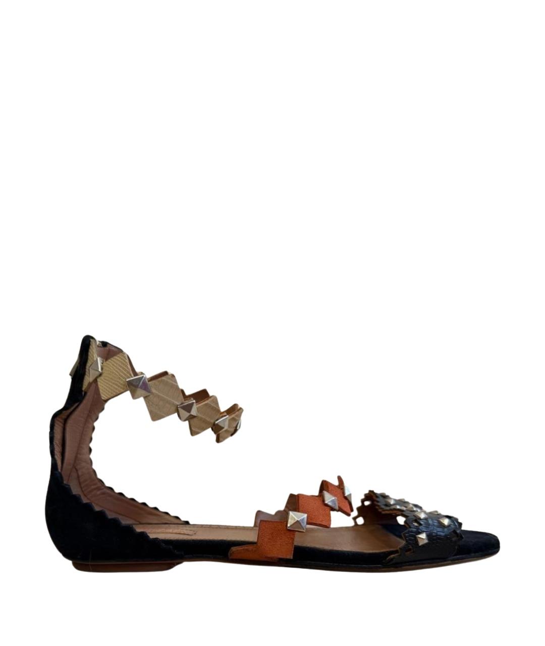 ALAIA Черные босоножки из экзотической кожи, фото 1