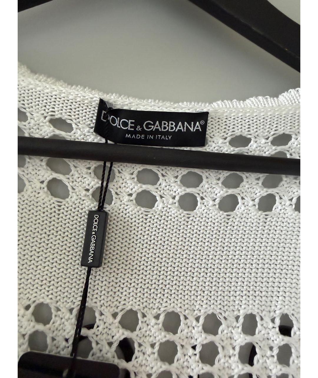 DOLCE&GABBANA Белый хлопковый джемпер / свитер, фото 4