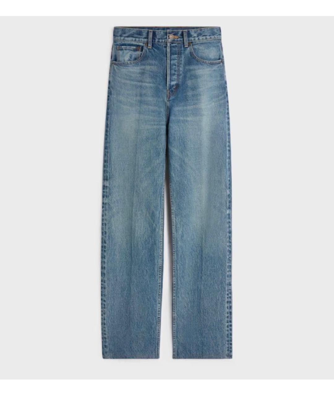 CELINE Голубые хлопковые прямые джинсы, фото 9
