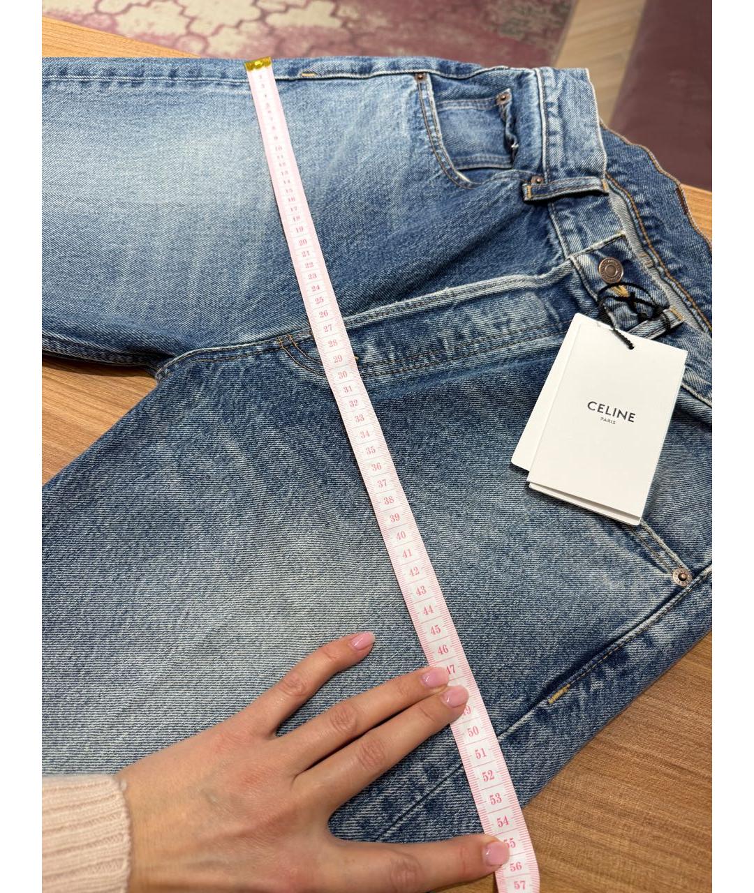 CELINE Голубые хлопковые прямые джинсы, фото 7
