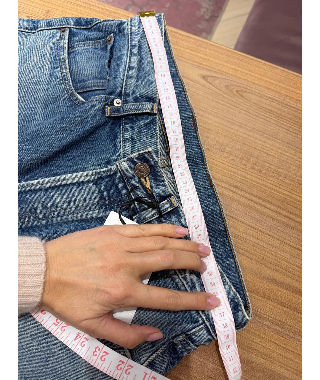 CELINE Голубые хлопковые прямые джинсы, фото 8