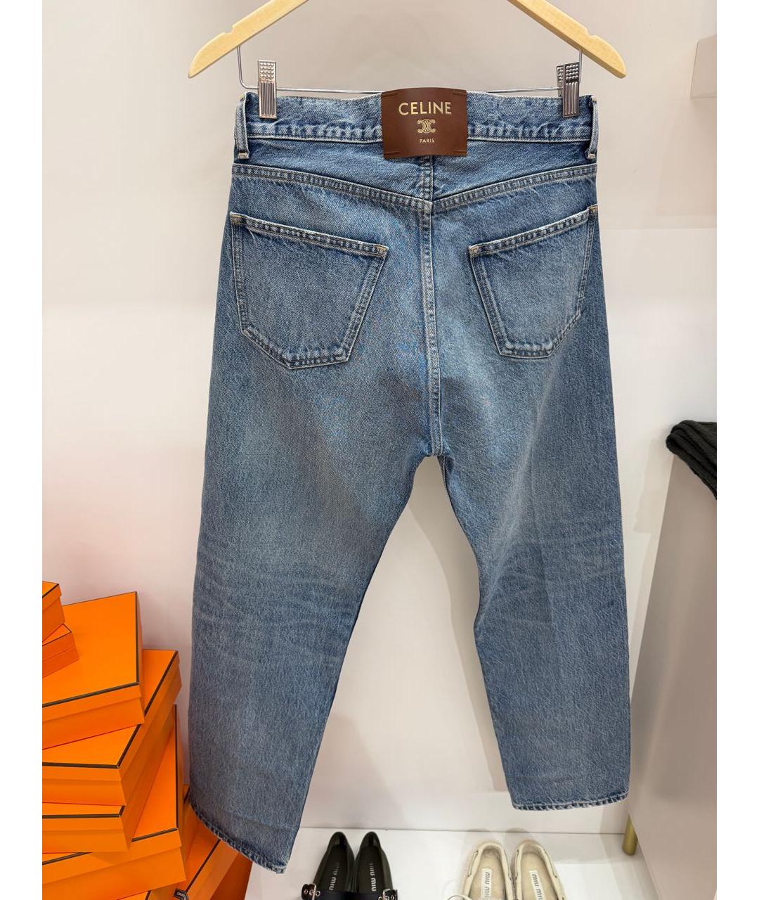 CELINE Голубые хлопковые прямые джинсы, фото 2