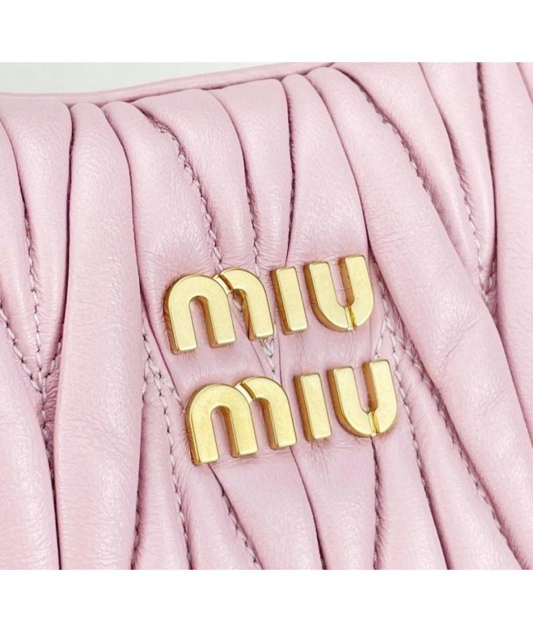 MIU MIU Розовая кожаная сумка с короткими ручками, фото 8