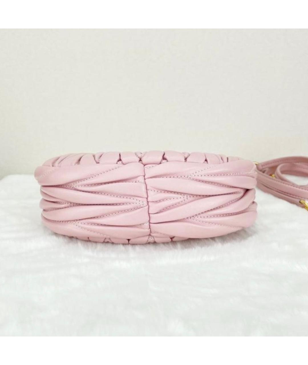 MIU MIU Розовая кожаная сумка с короткими ручками, фото 4