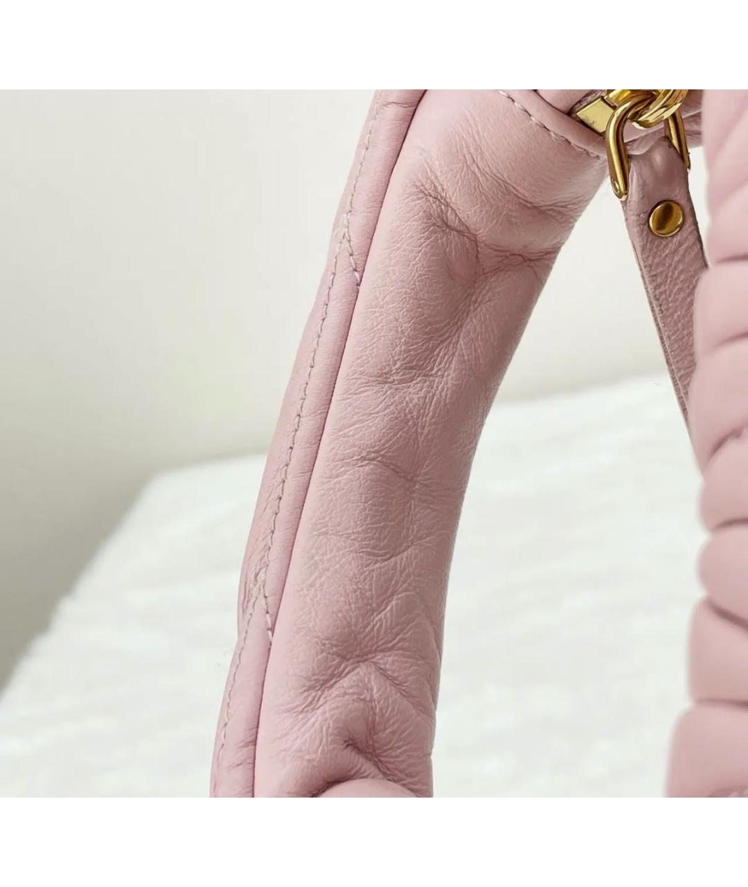 MIU MIU Розовая кожаная сумка с короткими ручками, фото 7