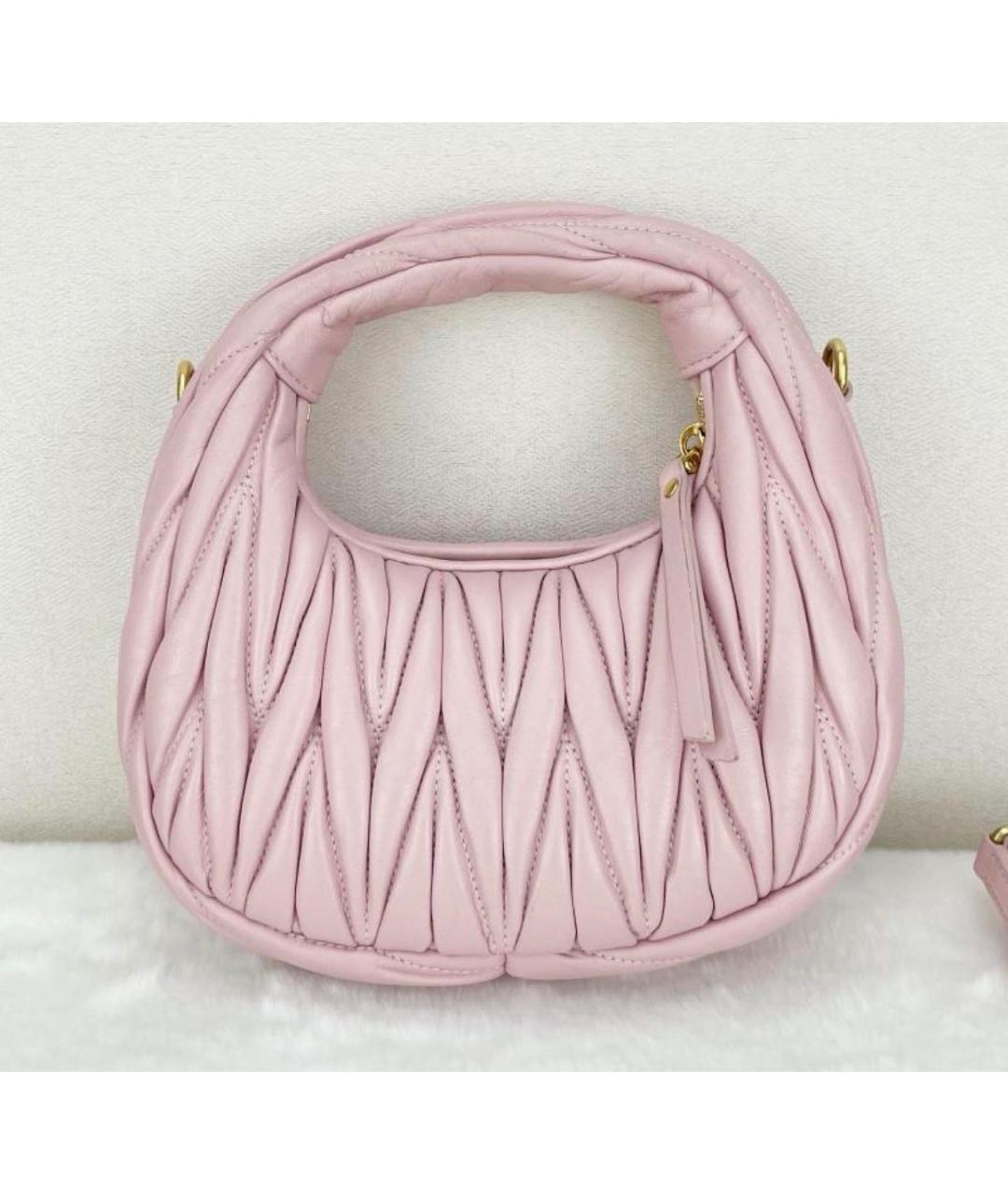 MIU MIU Розовая кожаная сумка с короткими ручками, фото 3