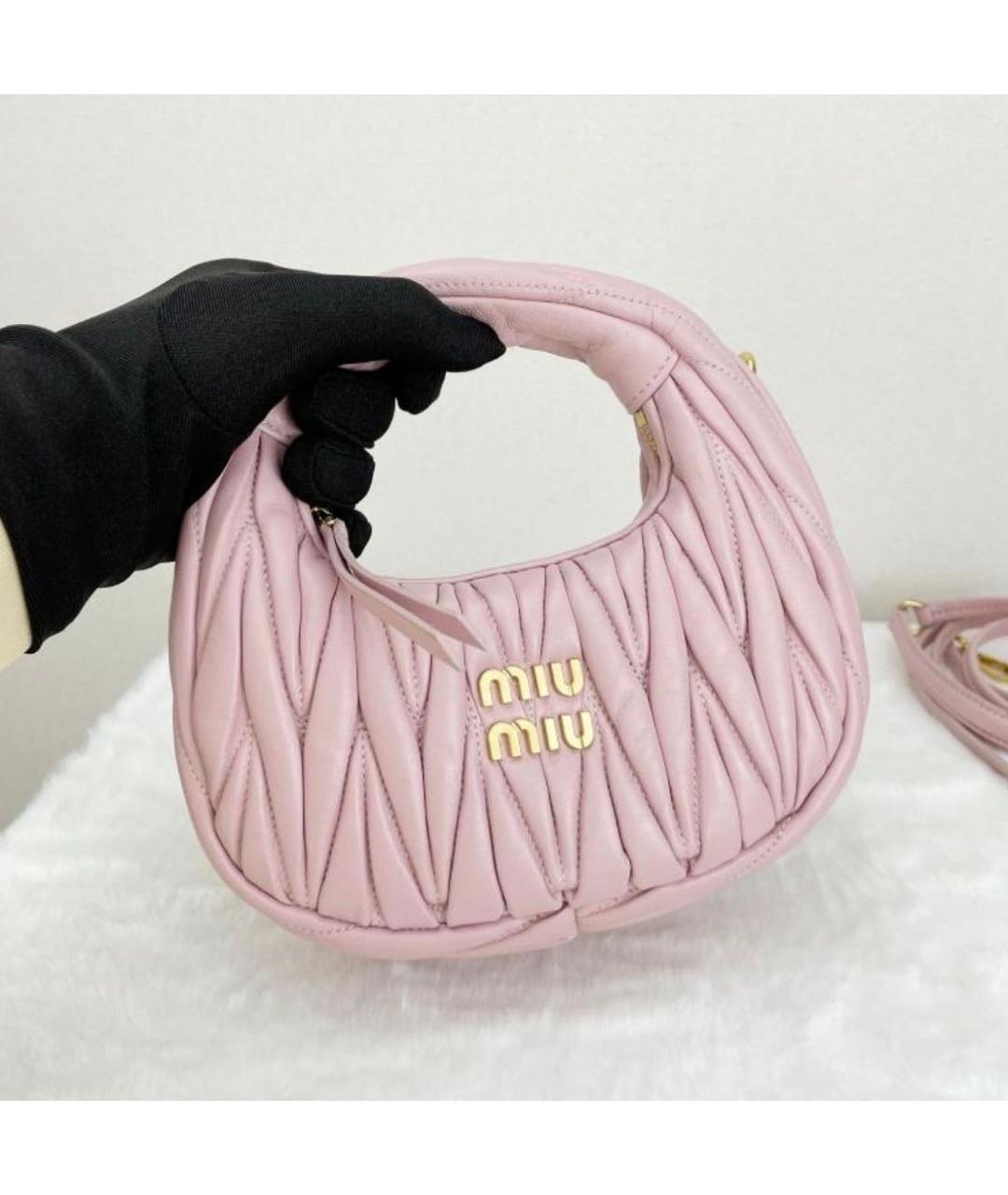 MIU MIU Розовая кожаная сумка с короткими ручками, фото 2