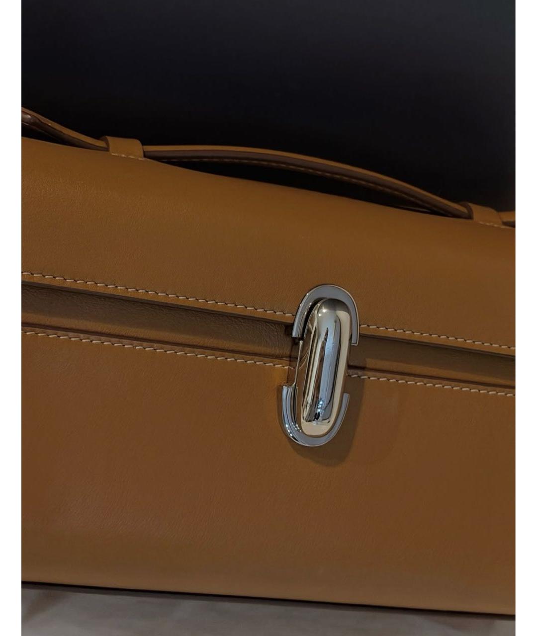 Savette Оранжевая кожаная сумка с короткими ручками, фото 4