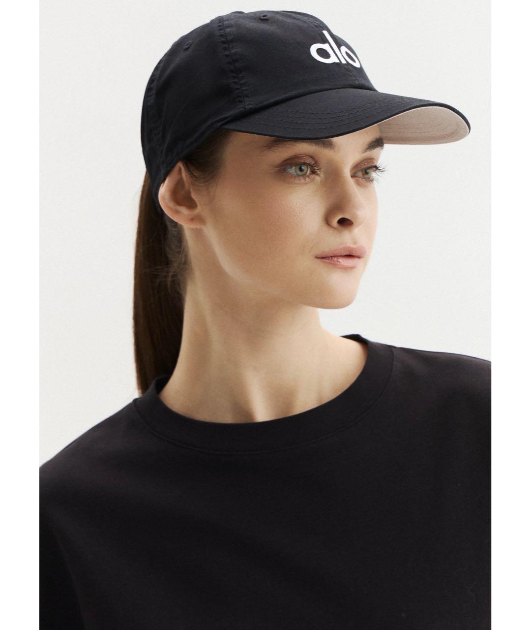 ALO YOGA Черная хлопковая кепка, фото 4