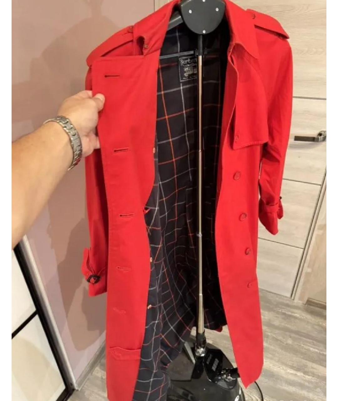 BURBERRY Красный хлопковый тренч/плащ, фото 6