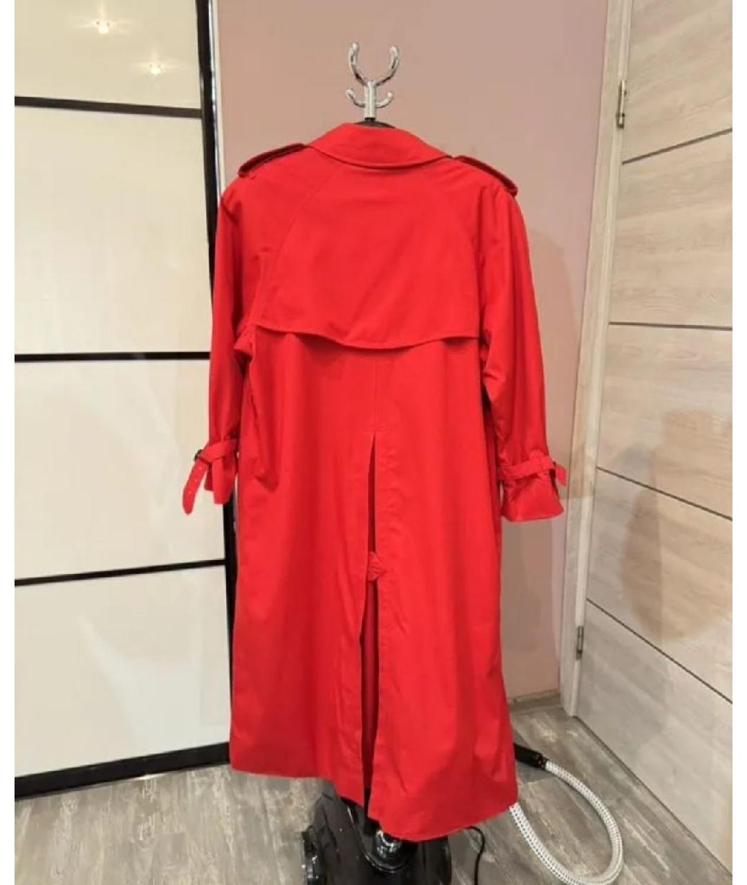 BURBERRY Красный хлопковый тренч/плащ, фото 2