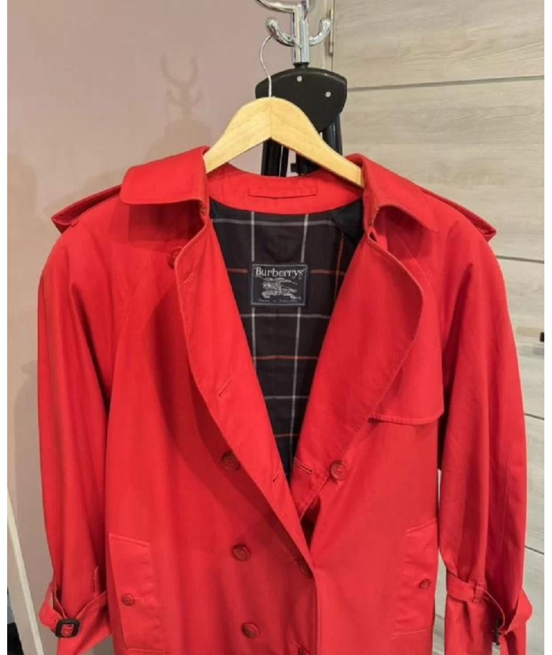 BURBERRY Красный хлопковый тренч/плащ, фото 4