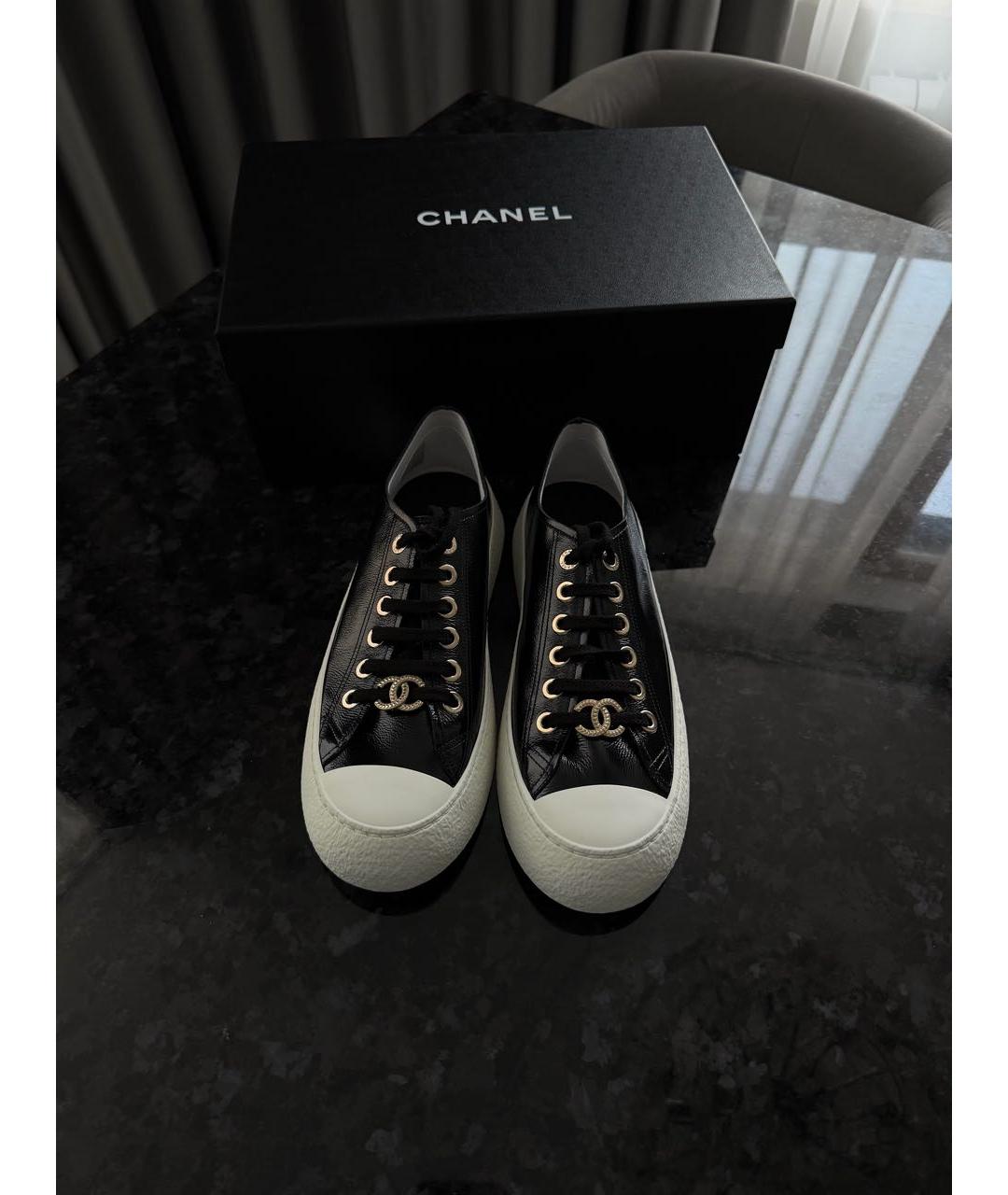 CHANEL Черные кожаные кеды, фото 2