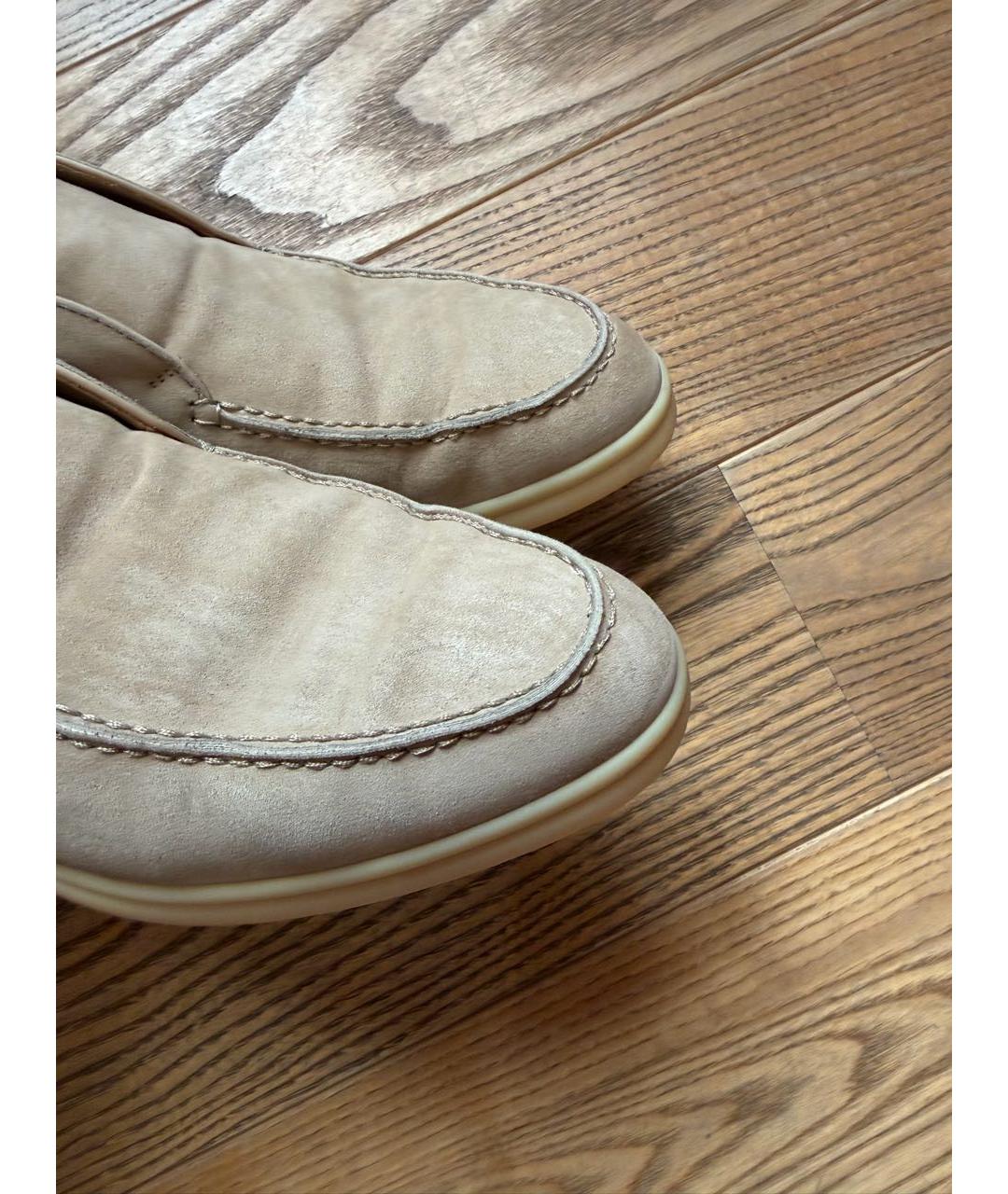 LORO PIANA Бежевые замшевые лоферы, фото 3