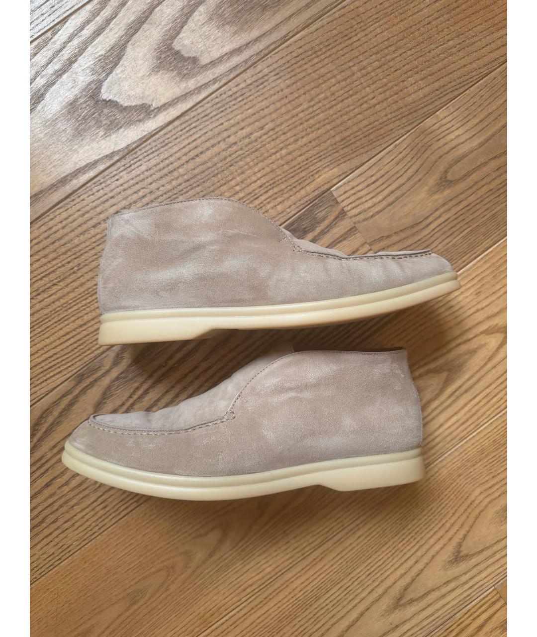 LORO PIANA Бежевые замшевые лоферы, фото 2