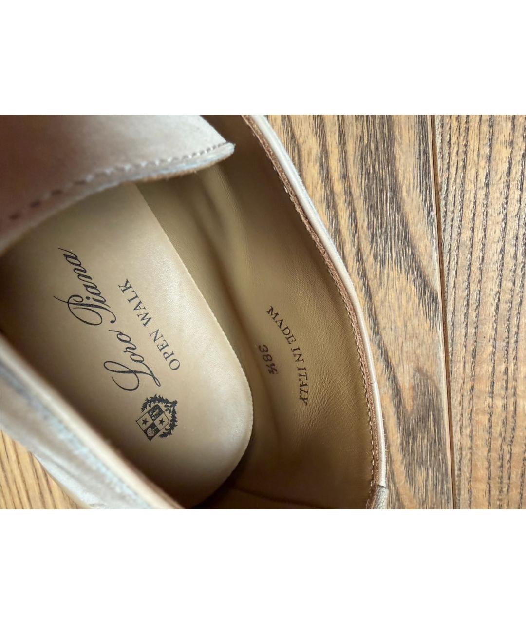 LORO PIANA Бежевые замшевые лоферы, фото 5