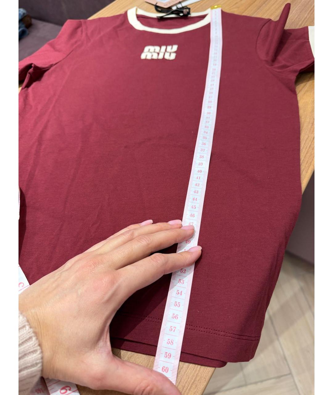 MIU MIU Бордовая хлопковая футболка, фото 6