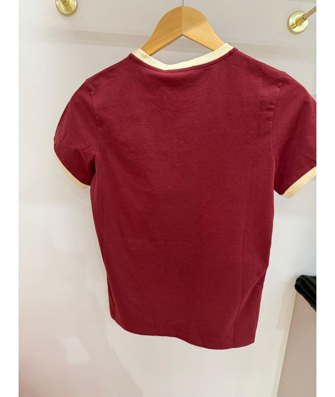 MIU MIU Бордовая хлопковая футболка, фото 2