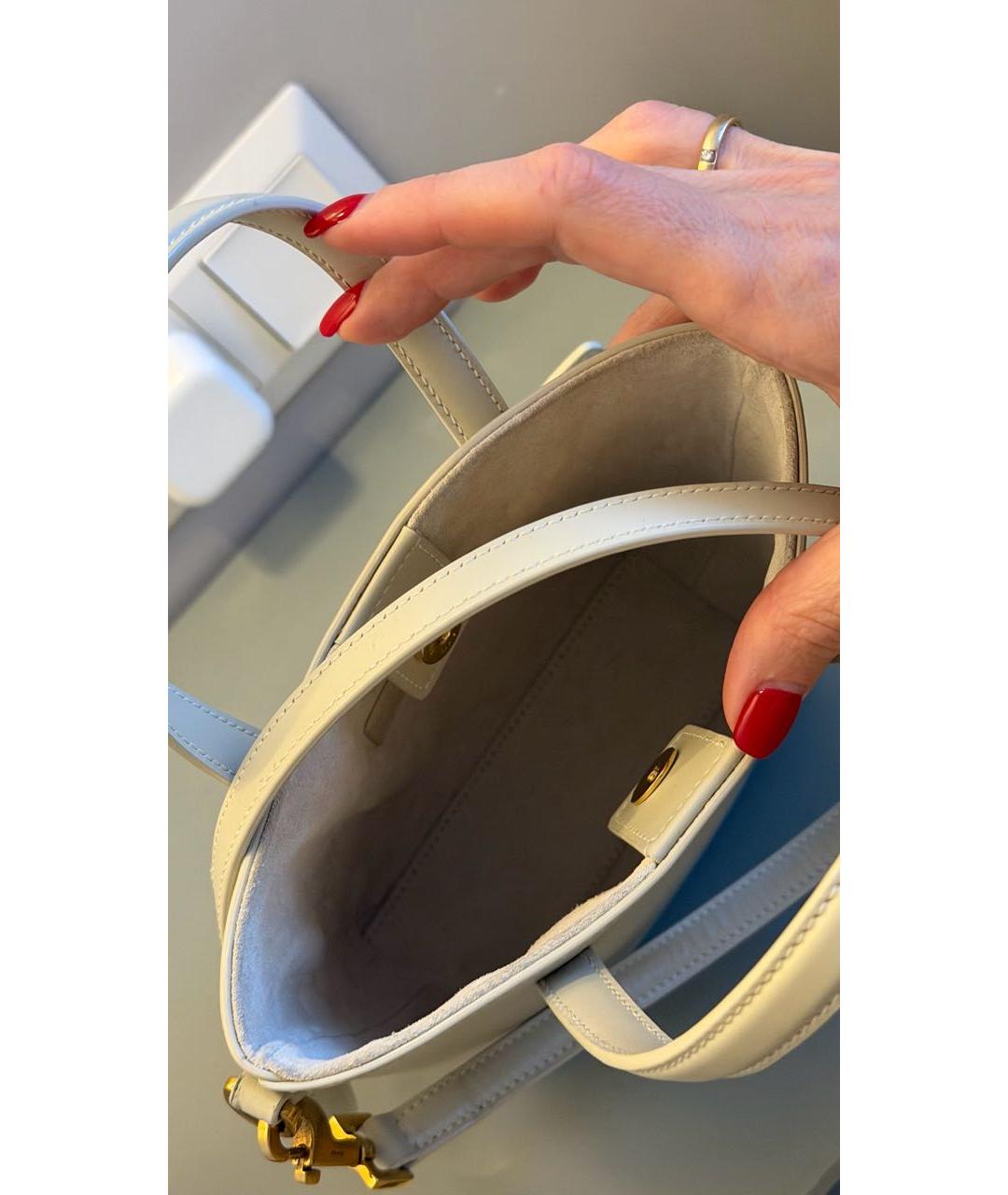 SAINT LAURENT Белая кожаная сумка через плечо, фото 5