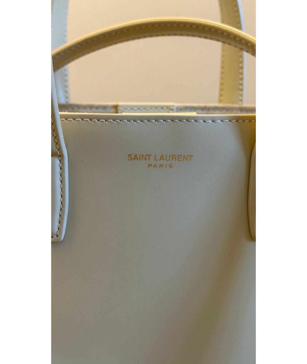 SAINT LAURENT Белая кожаная сумка через плечо, фото 6