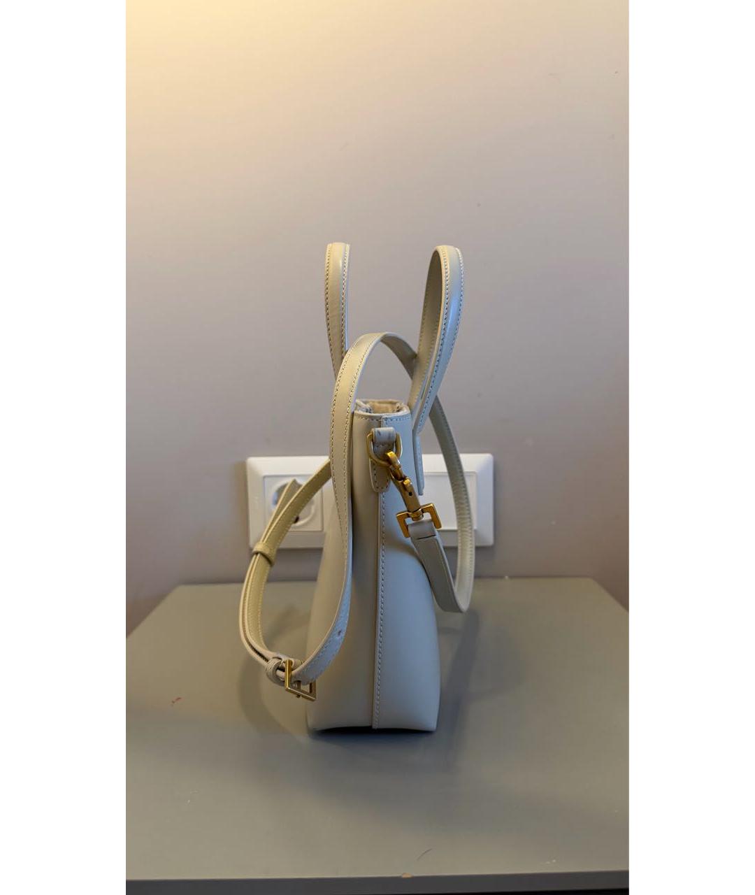 SAINT LAURENT Белая кожаная сумка через плечо, фото 3