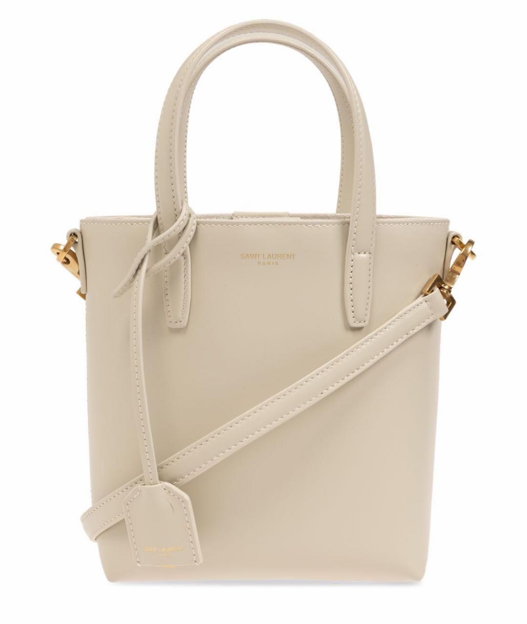 SAINT LAURENT Белая кожаная сумка через плечо, фото 7