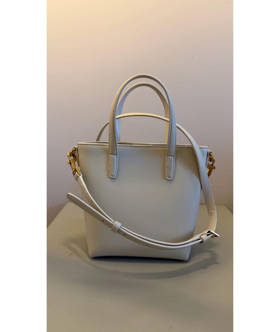 SAINT LAURENT Белая кожаная сумка через плечо, фото 4