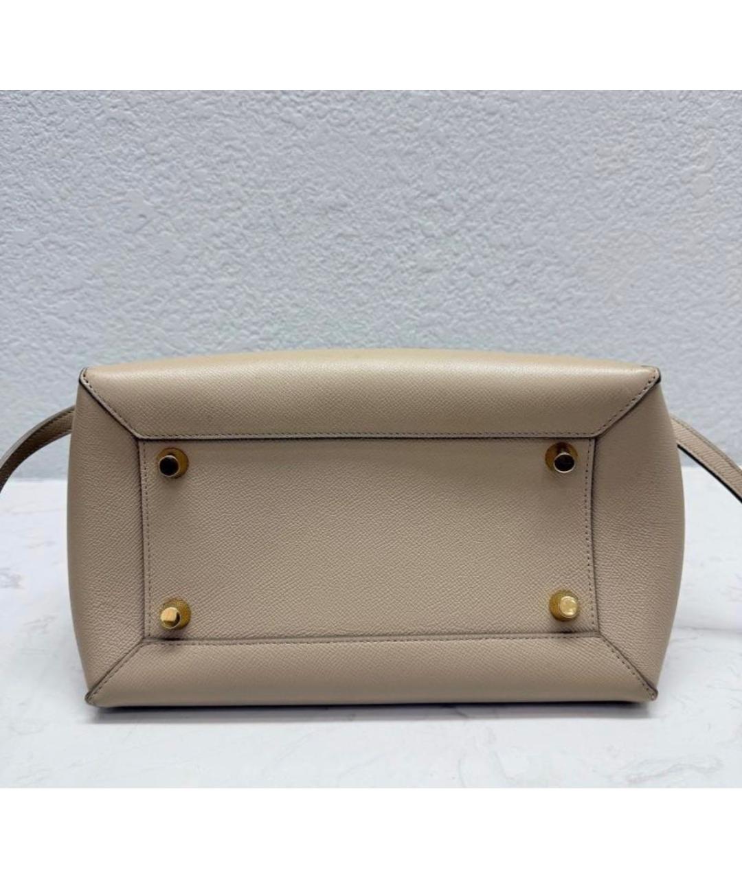 CELINE Бежевая кожаная сумка с короткими ручками, фото 4