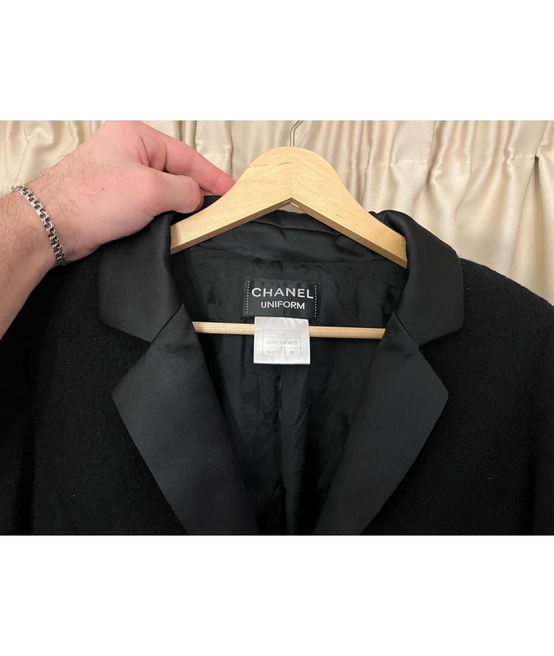CHANEL Черный шерстяной жакет/пиджак, фото 7