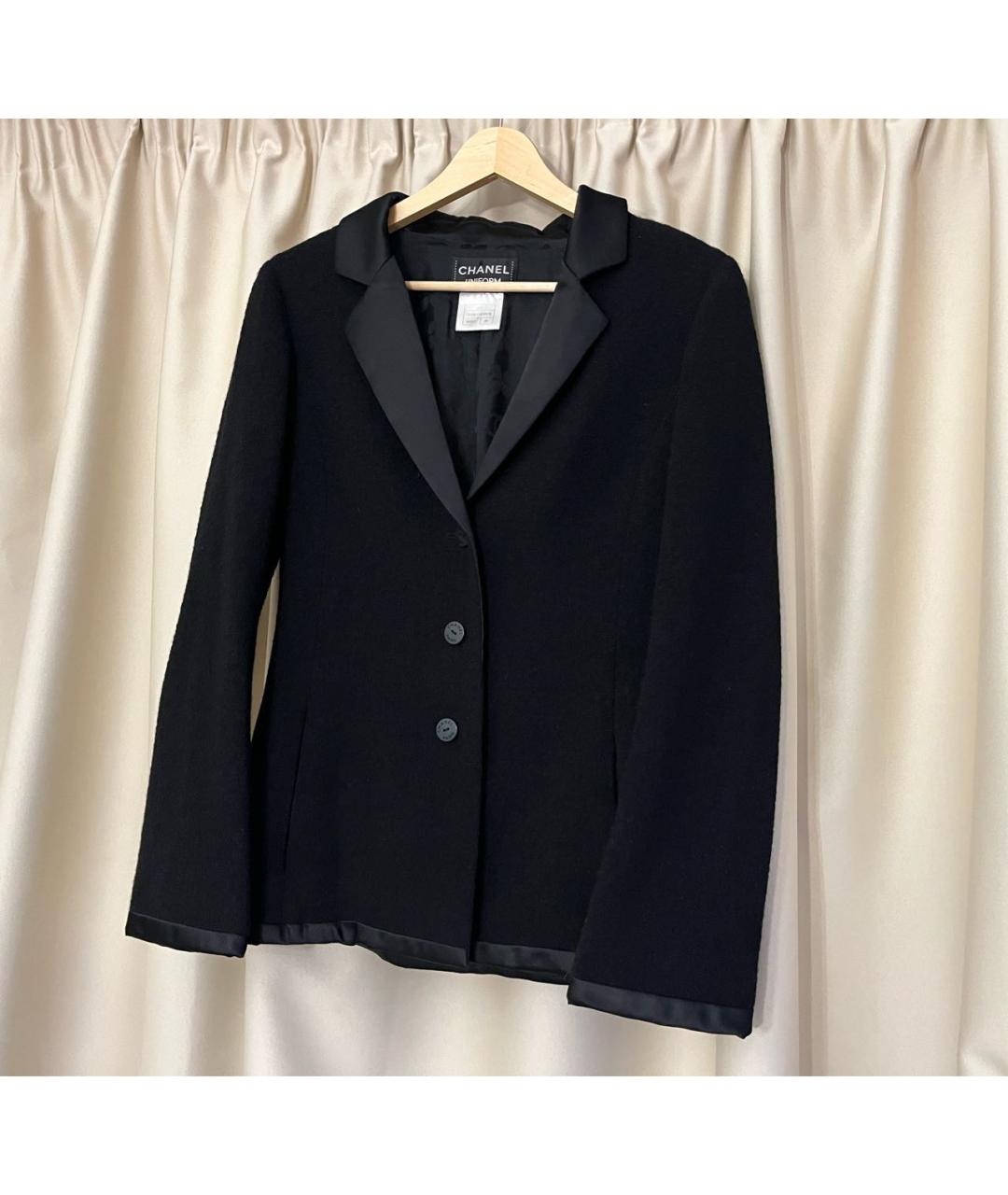 CHANEL Черный шерстяной жакет/пиджак, фото 2