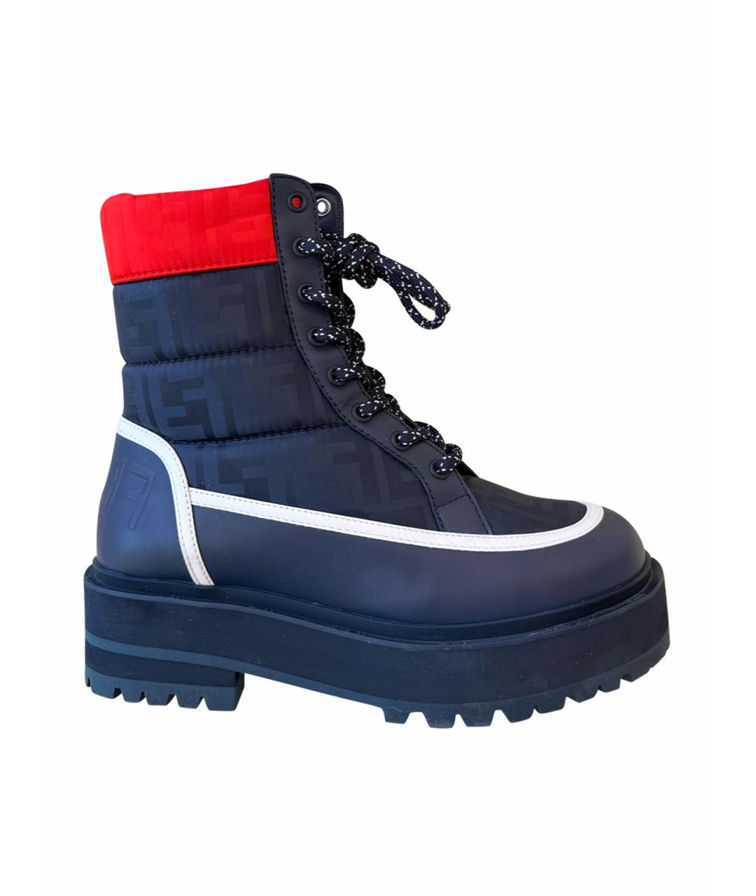 FENDI Синие текстильные ботинки, фото 1